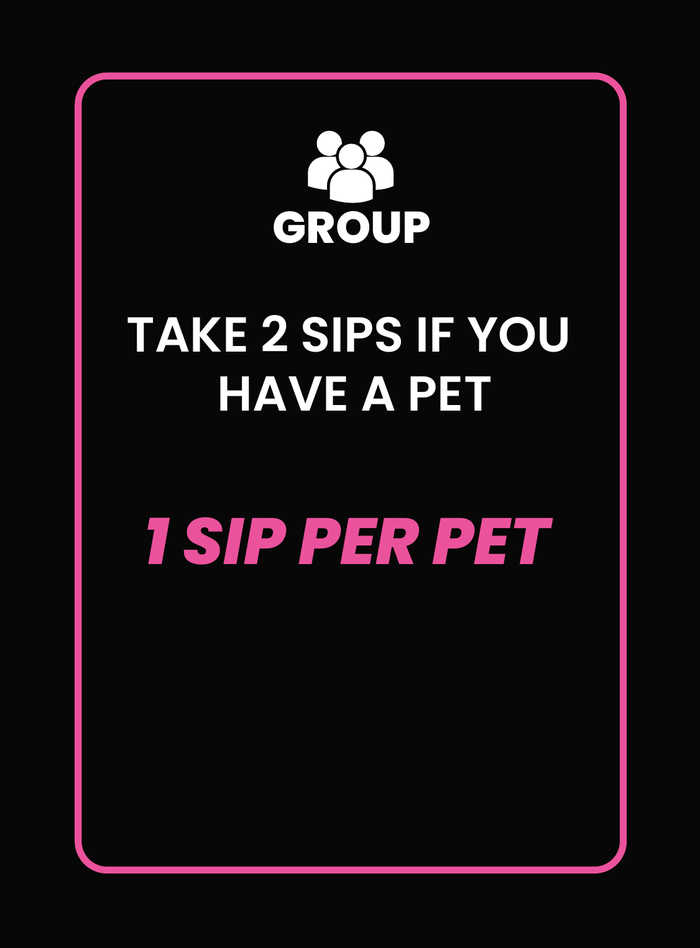 Khalbali party starter prompt card: take 2 sips if you have a pet