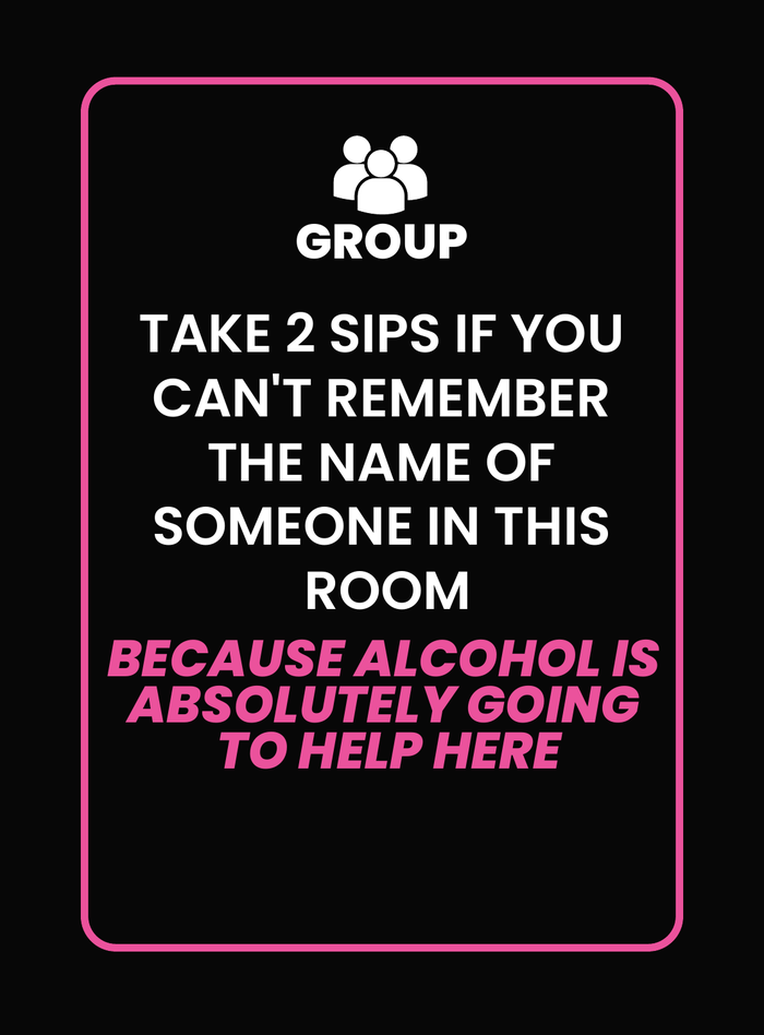 Khalbali party starter prompt card: sip if you cannot remember someones name